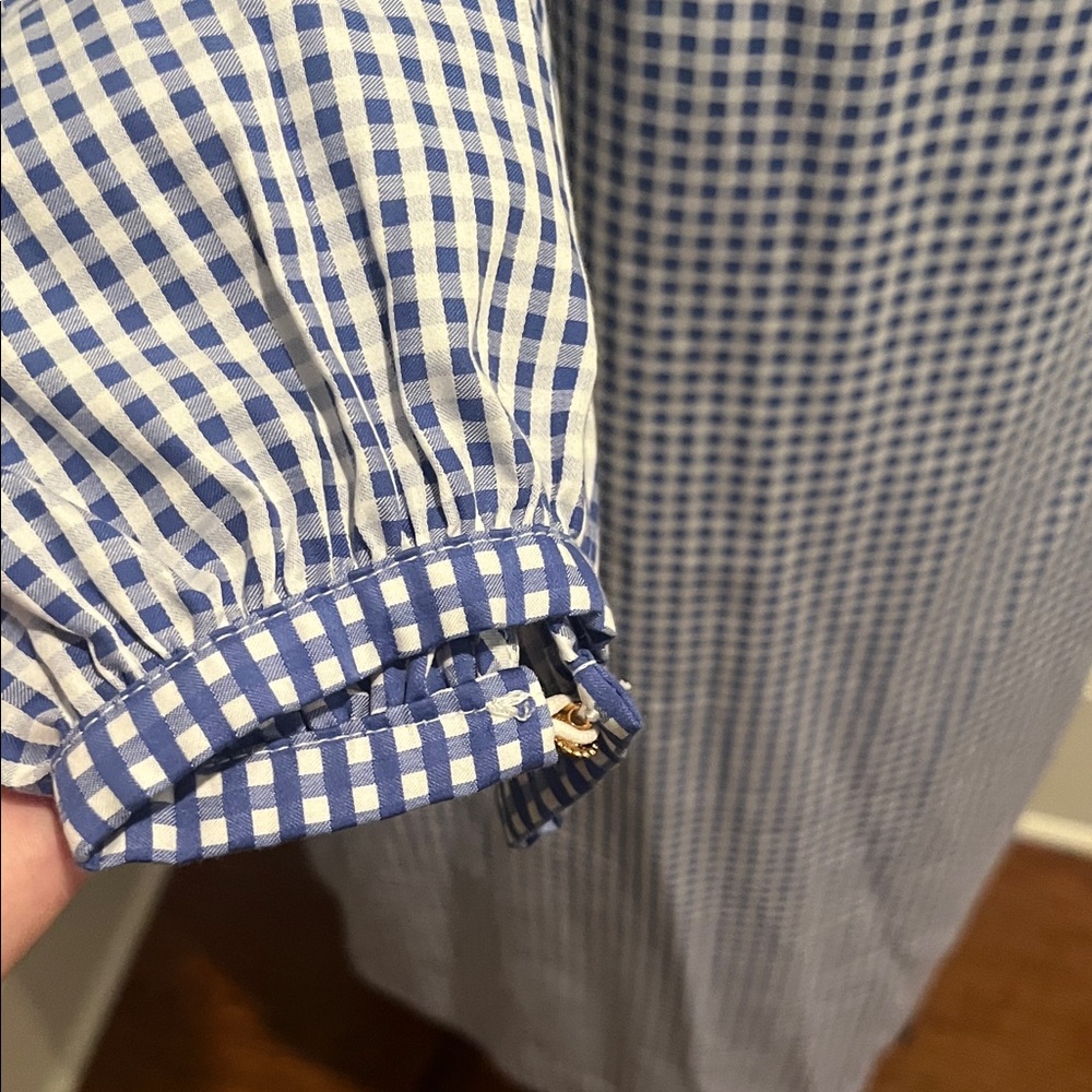 Tyler Boe Blue and White Reversible Gingham Shift Dress - Picture 3 of 4